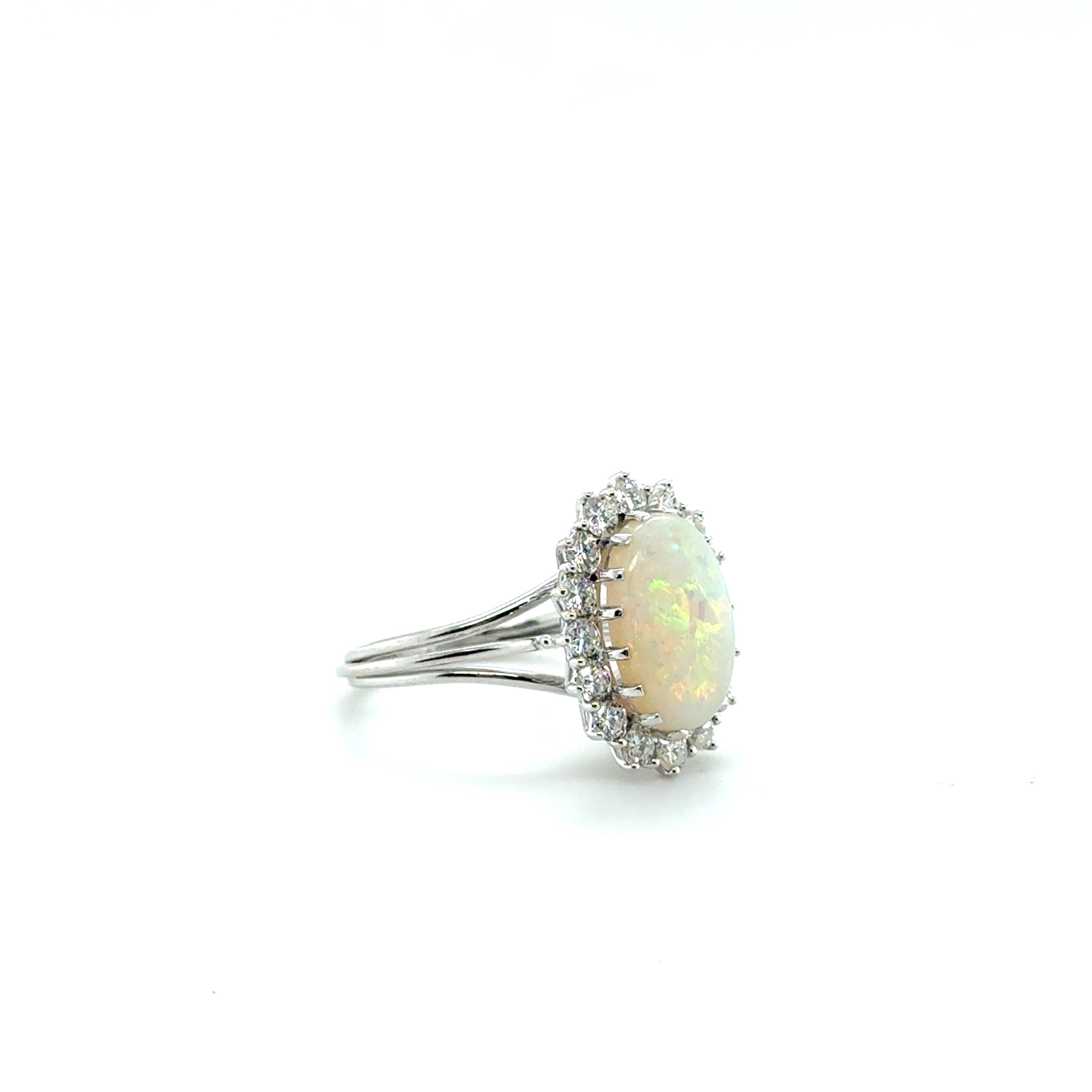 Bague Or blanc - Opale et Diamants