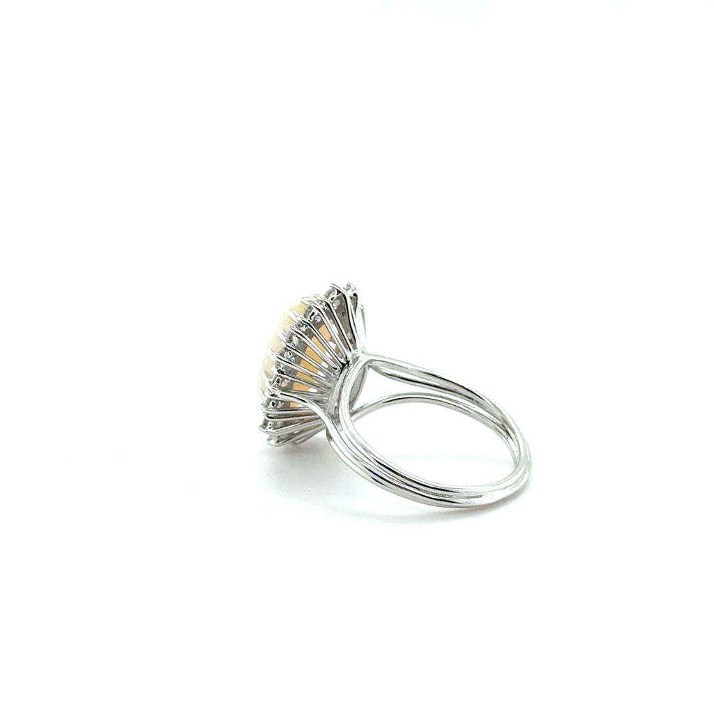 Bague Or blanc - Opale et Diamants