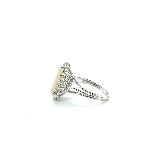 Bague Or blanc - Opale et Diamants