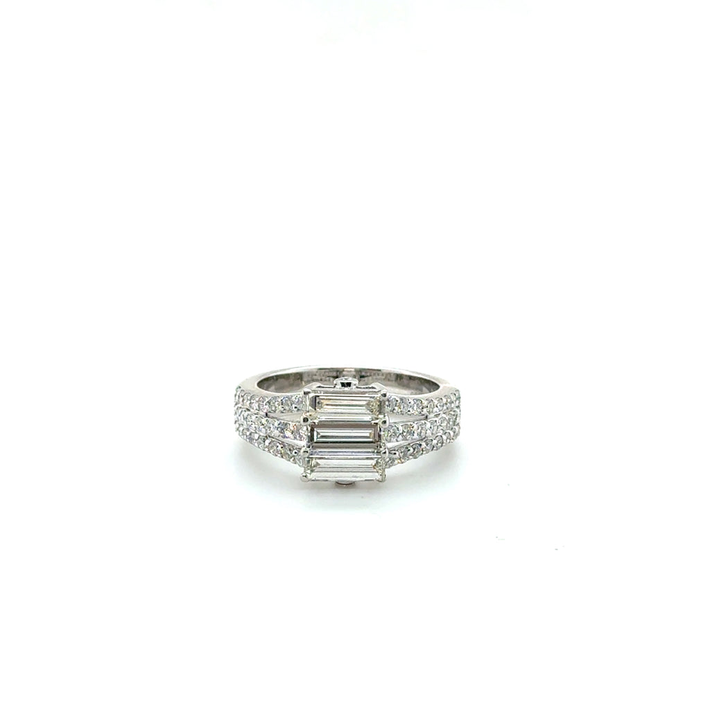 Bague Or Blanc - Diamants Baguette