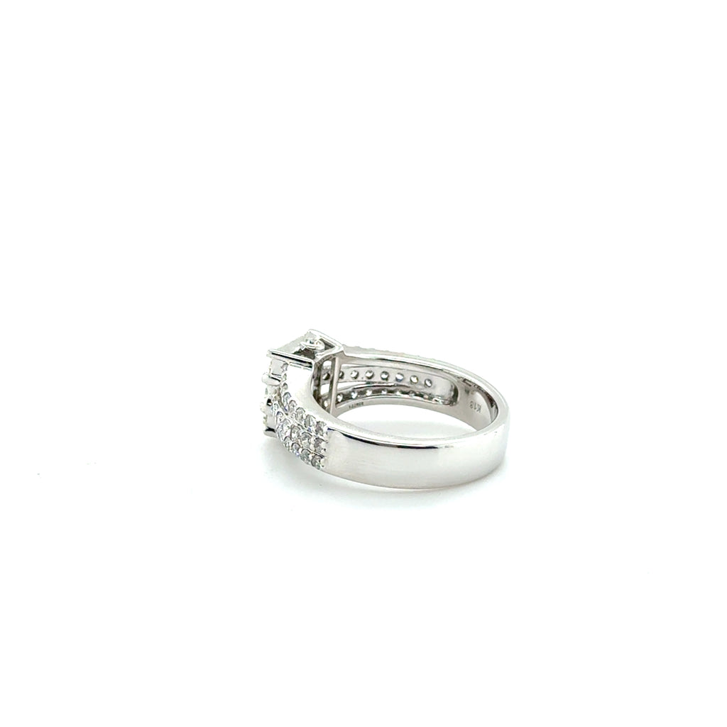 Bague Or Blanc - Diamants Baguette