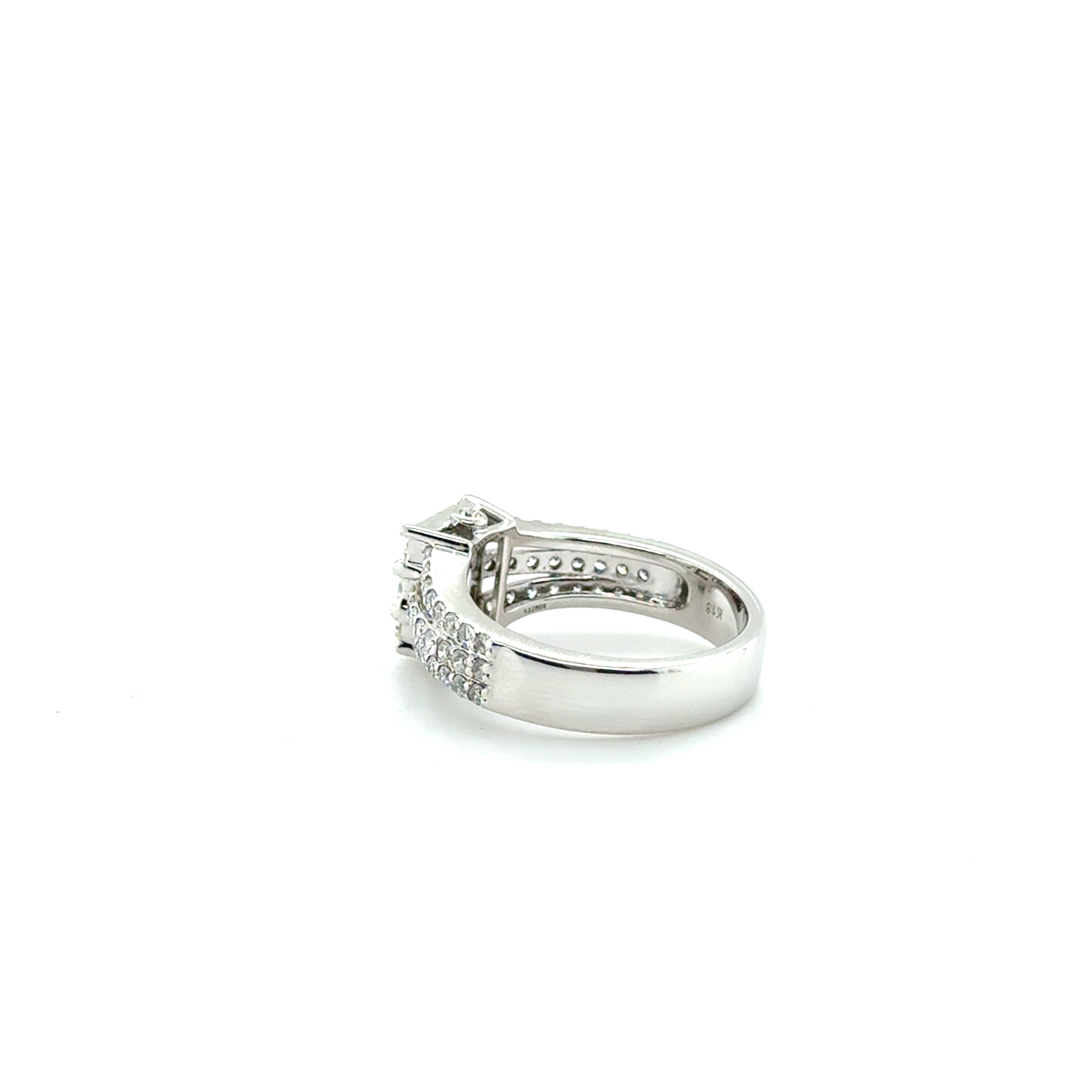 Bague Or Blanc - Diamants Baguette
