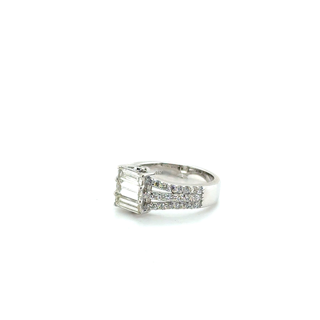 Bague Or Blanc - Diamants Baguette