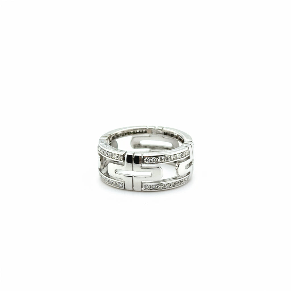 Bulgari - Bague or blanc et diamants - Modèle Parentesi
