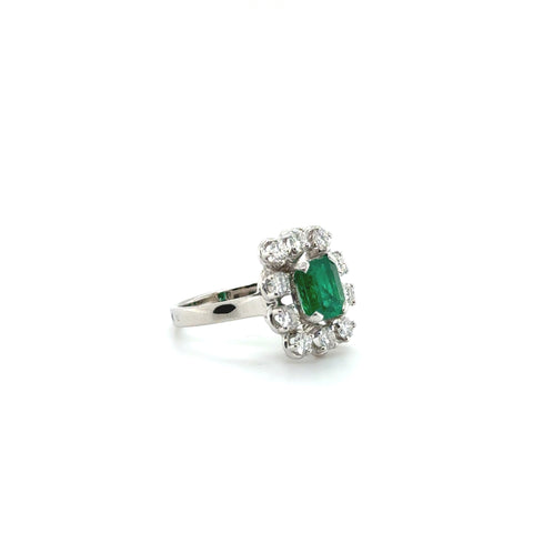 Bague Marguerite Or blanc - Emeraude et Diamants