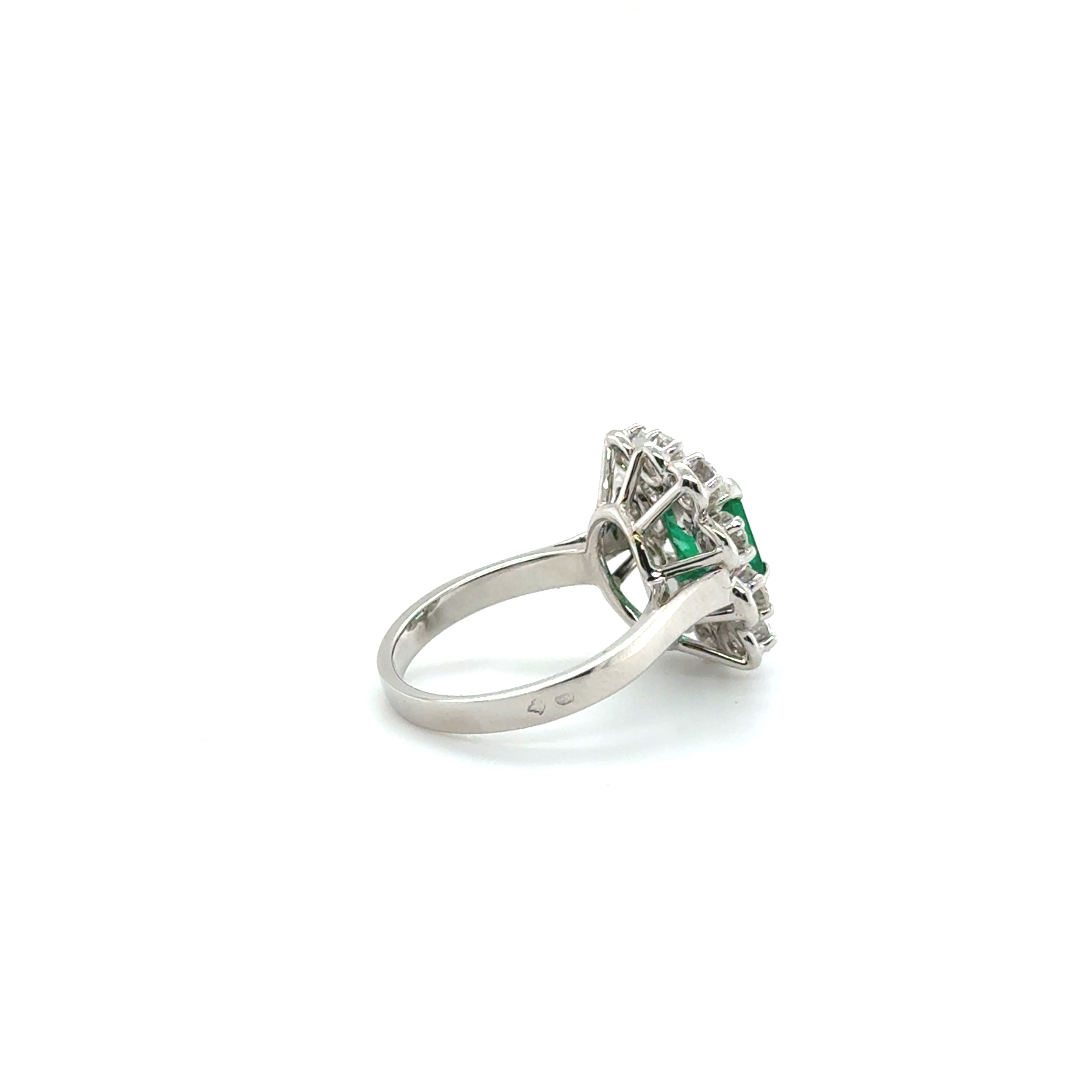 Bague Marguerite Or blanc - Emeraude et Diamants