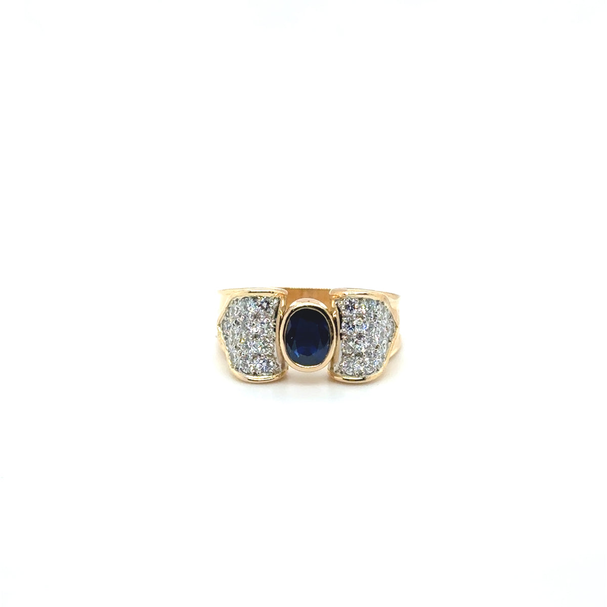 Bague Noeud Vintage - Or jaune -Platine - Saphir et Diamants