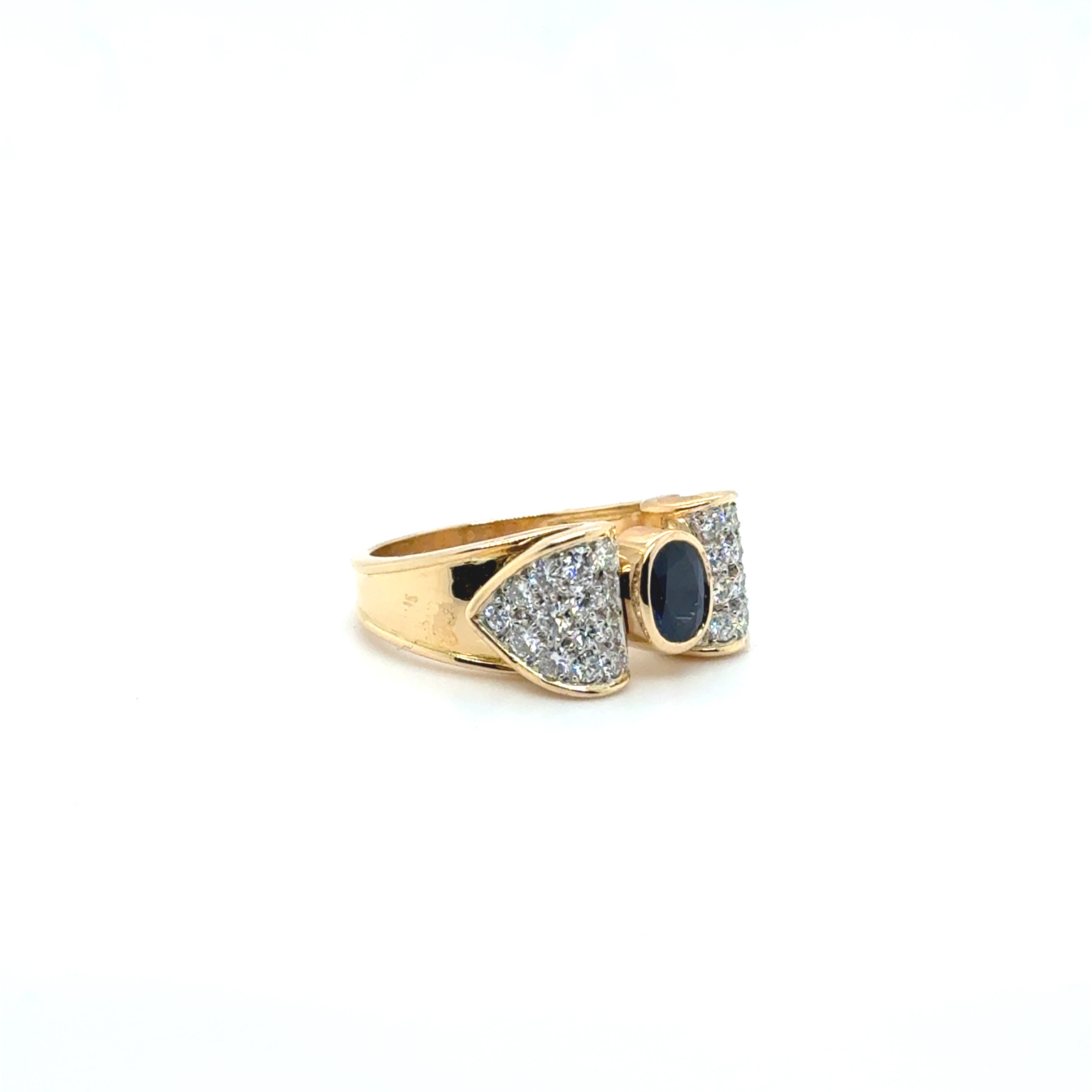 Bague Noeud Vintage - Or jaune -Platine - Saphir et Diamants