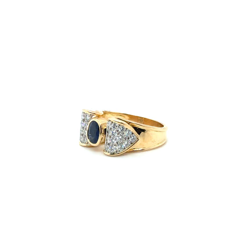 Bague Noeud Vintage - Or jaune -Platine - Saphir et Diamants