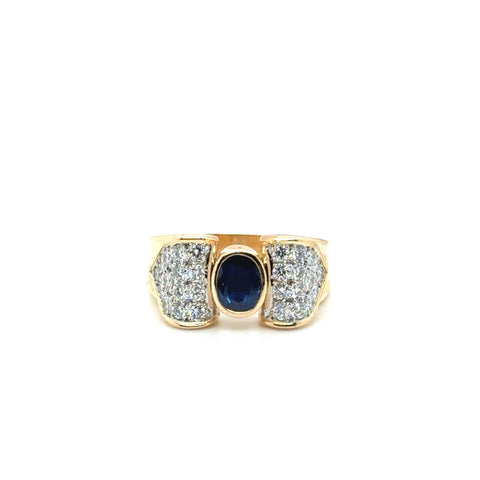Bague Noeud Vintage - Or jaune -Platine - Saphir et Diamants