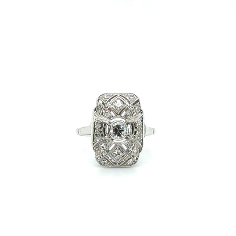 Art déco - Bague Platine et diamants