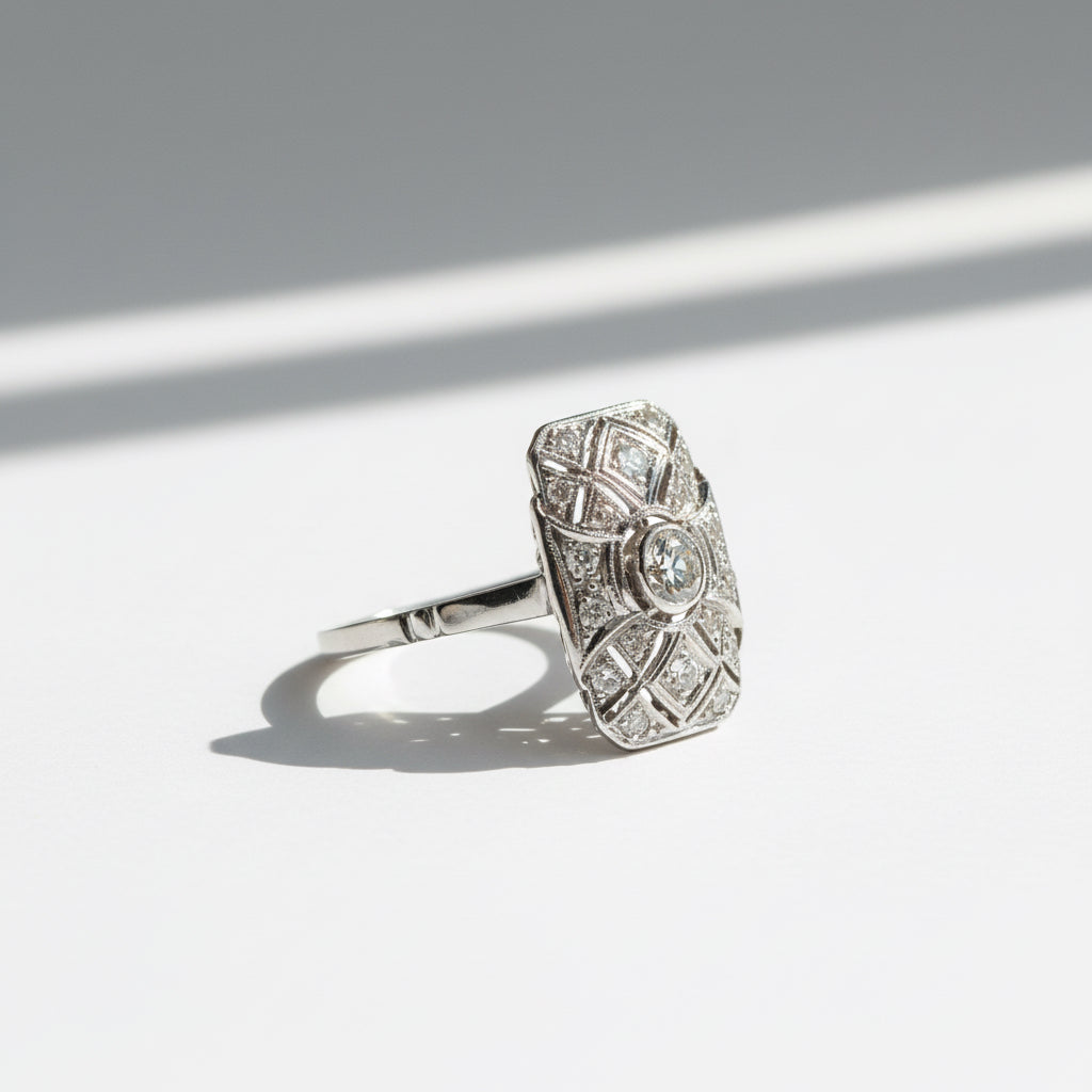 Art déco - Bague Platine et diamants