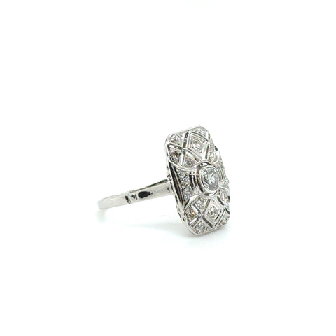 Art déco - Bague Platine et diamants