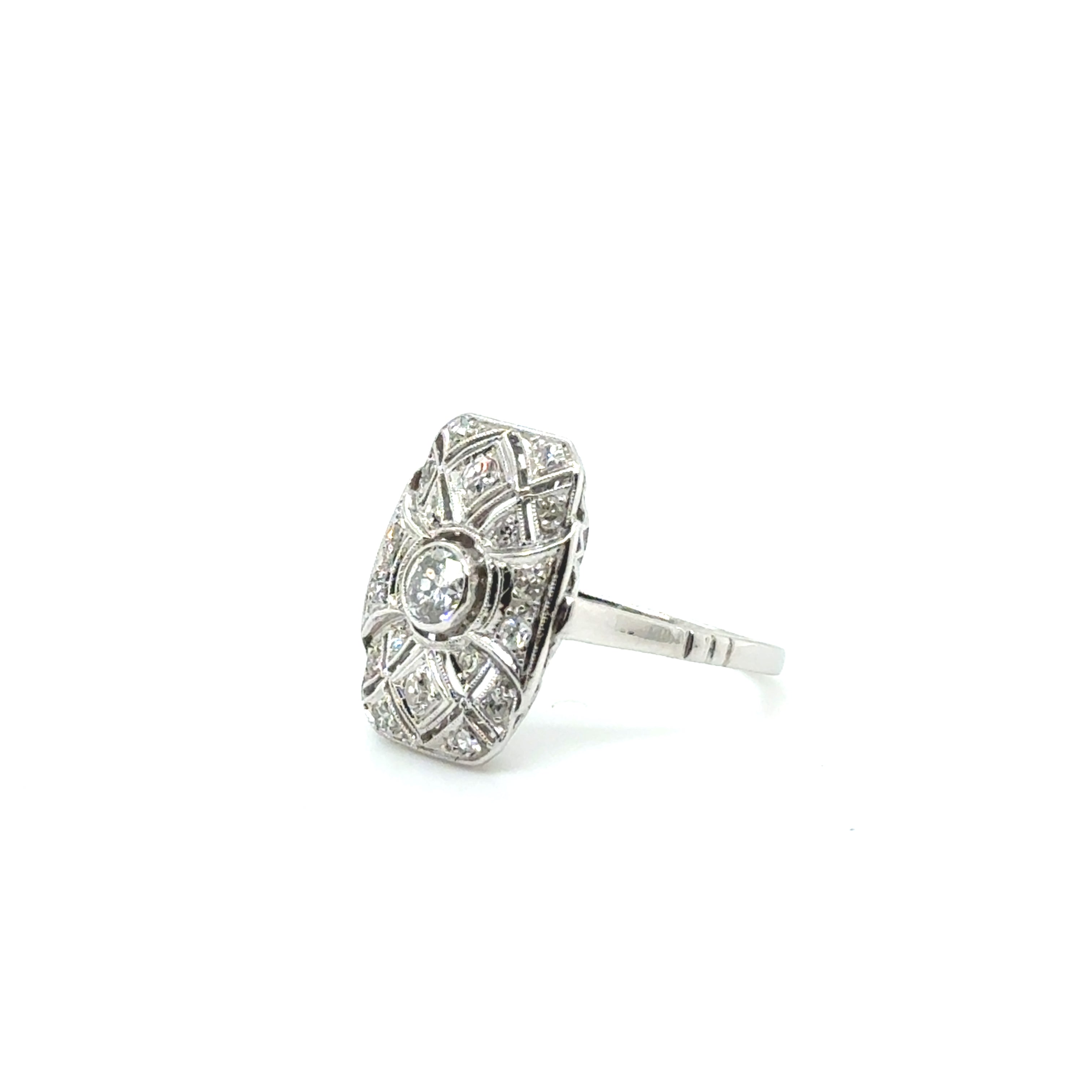 Art déco - Bague Platine et diamants
