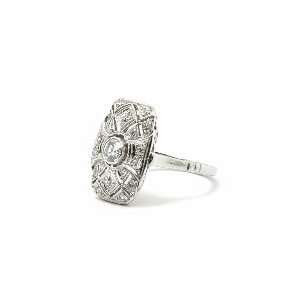 Art déco - Bague Platine et diamants