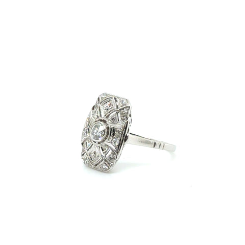 Art déco - Bague Platine et diamants