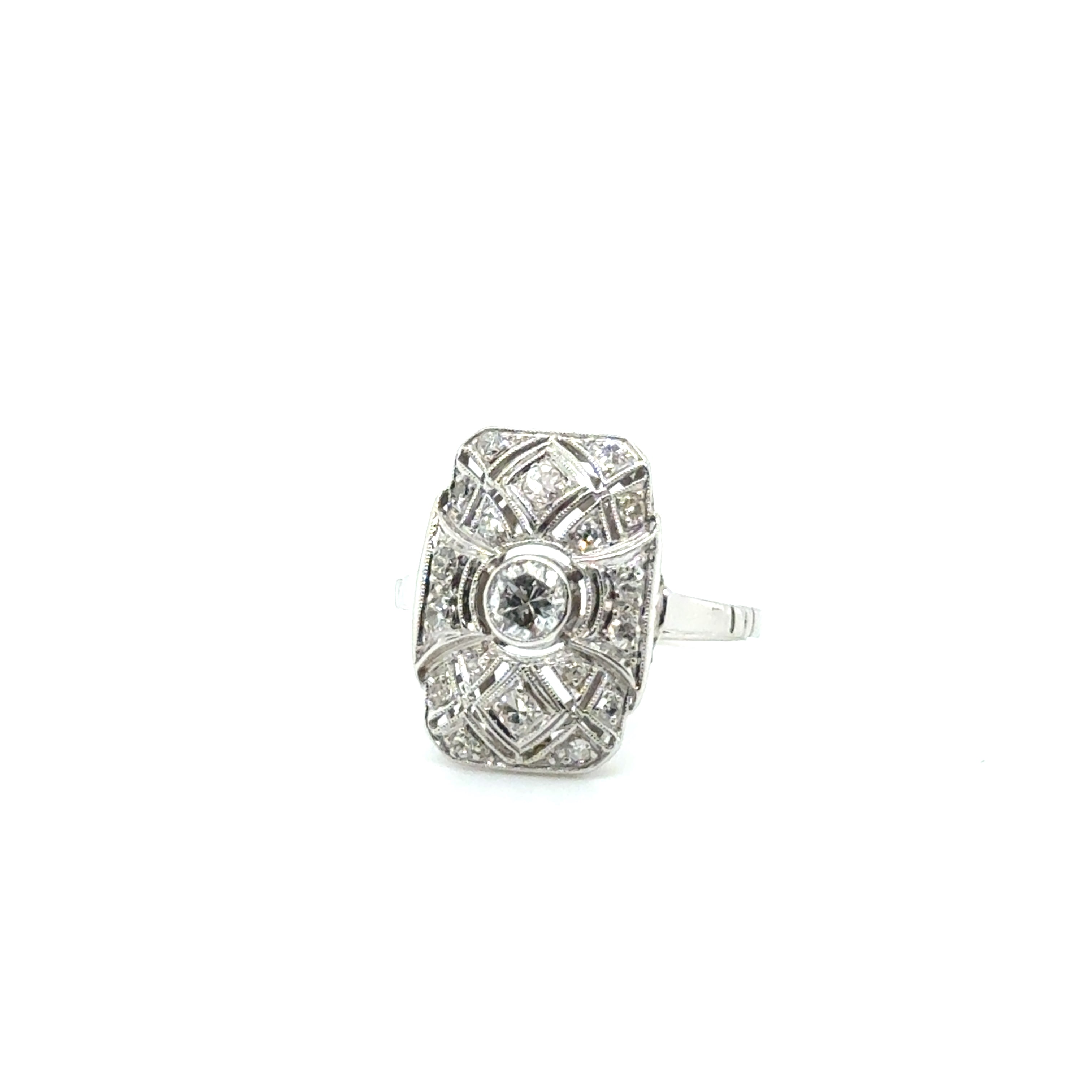 Art déco - Bague Platine et diamants
