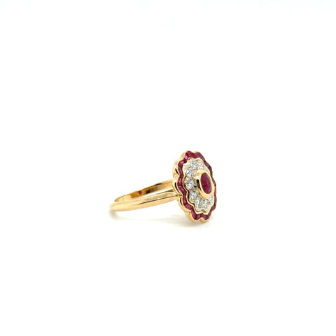 Bague Marguerite - Or jaune - Rubis et diamants