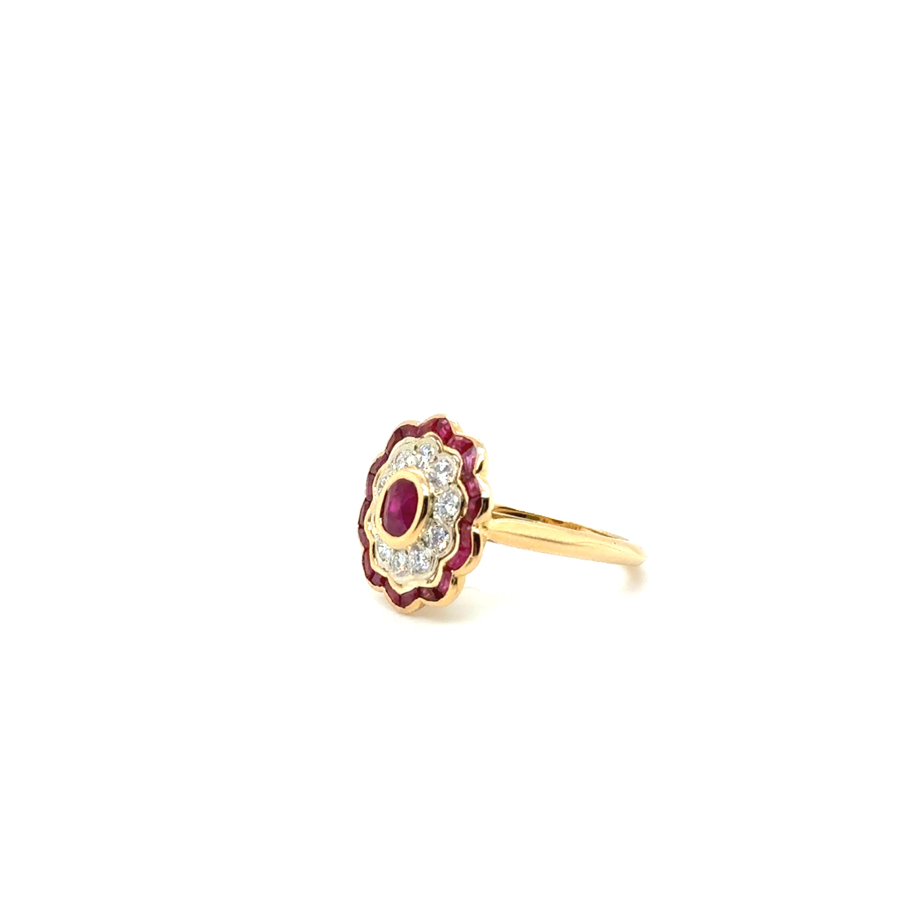 Bague Marguerite - Or jaune - Rubis et diamants