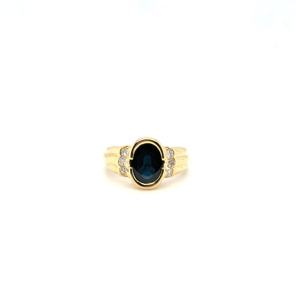 Vintage Yellow Gold Ring - Sapphire and Diamonds