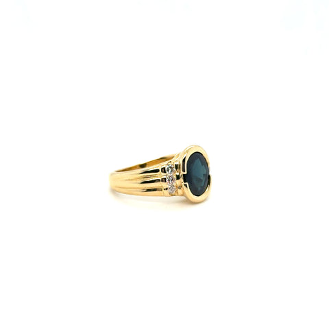 Vintage Yellow Gold Ring - Sapphire and Diamonds