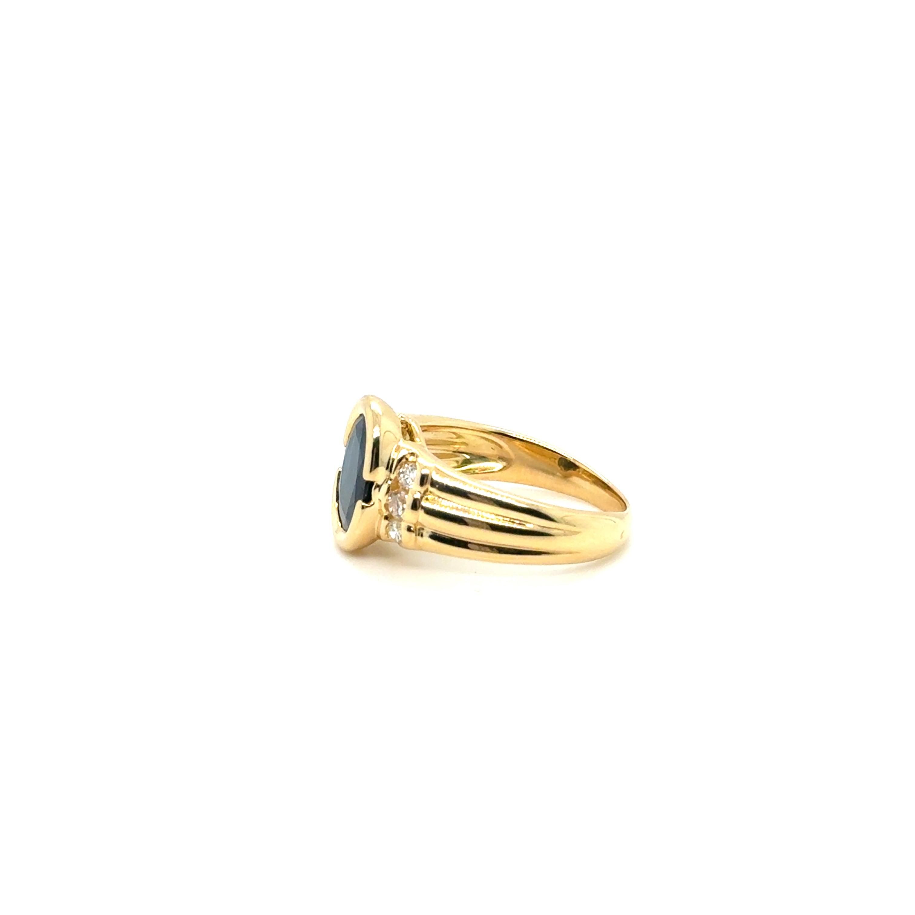 Vintage Yellow Gold Ring - Sapphire and Diamonds