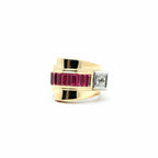 Bague Tank - Or Jaune - Diamants et Rubis