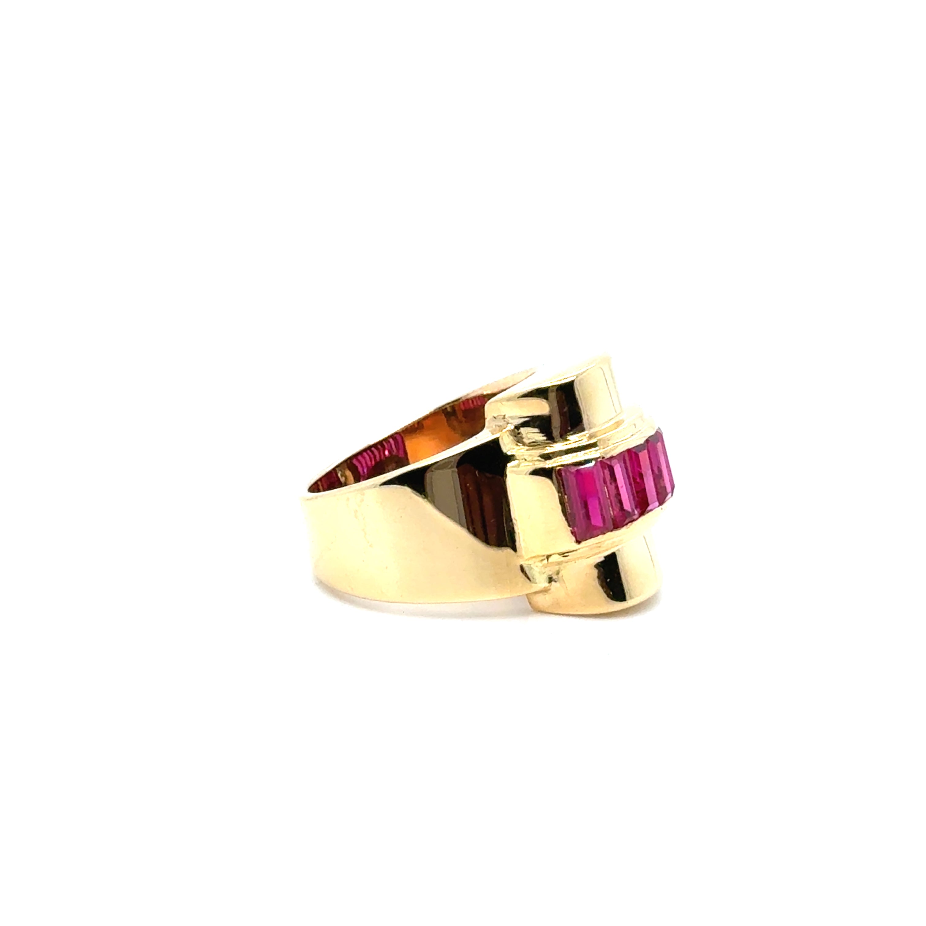 Tank Ring - Yellow Gold - Diamonds and Rubies