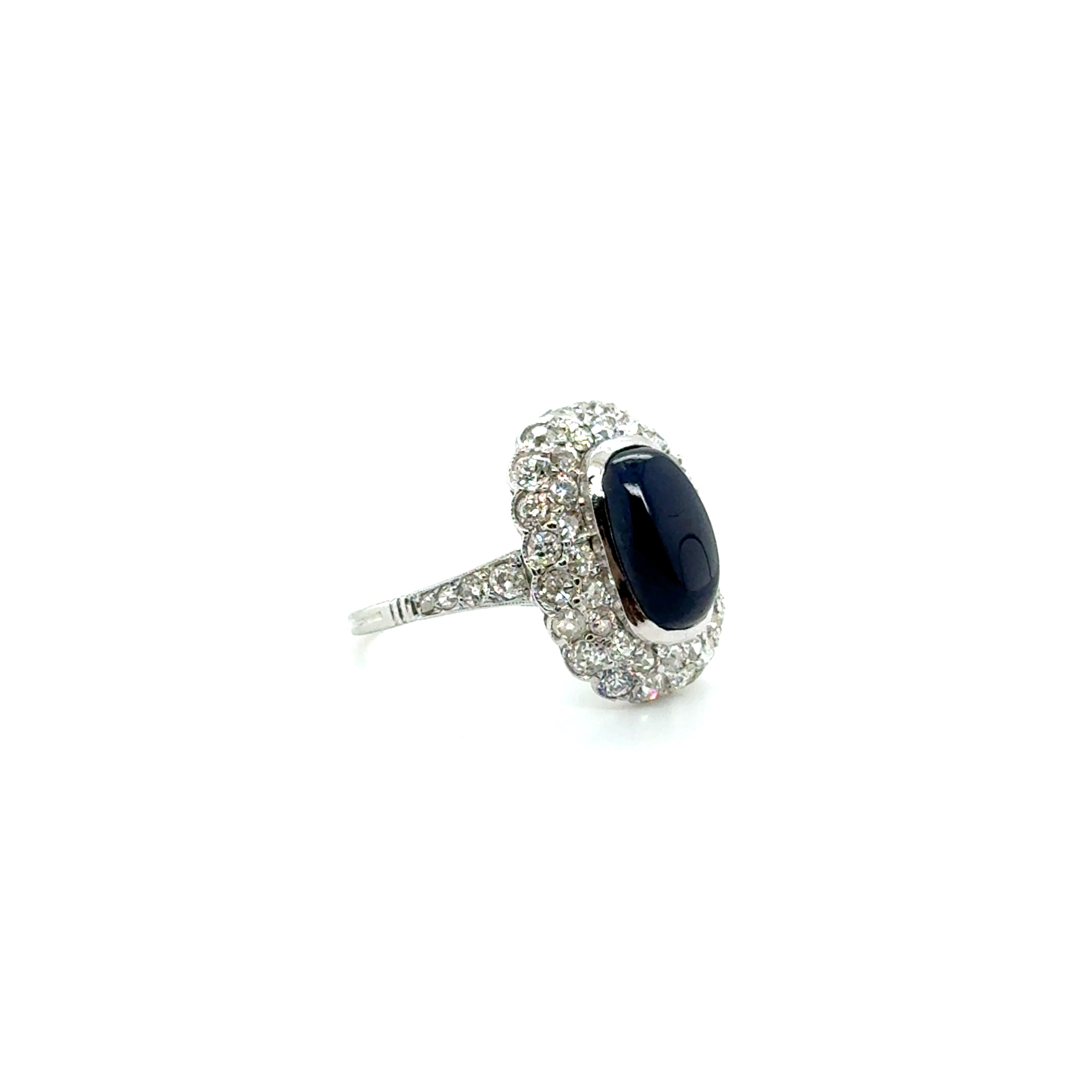 Bague Pompadour - Or Blanc - Saphir et Diamants
