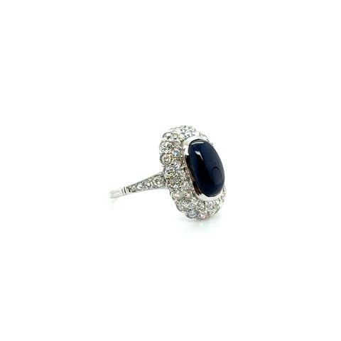 Bague Pompadour - Or Blanc - Saphir et Diamants