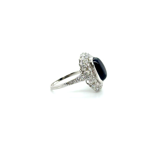Bague Pompadour - Or Blanc - Saphir et Diamants