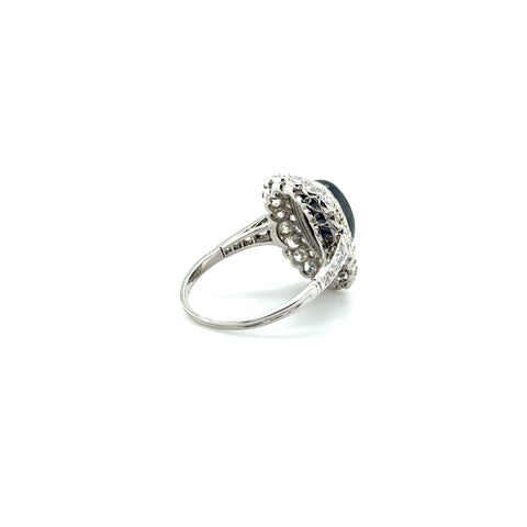 Bague Pompadour - Or Blanc - Saphir et Diamants