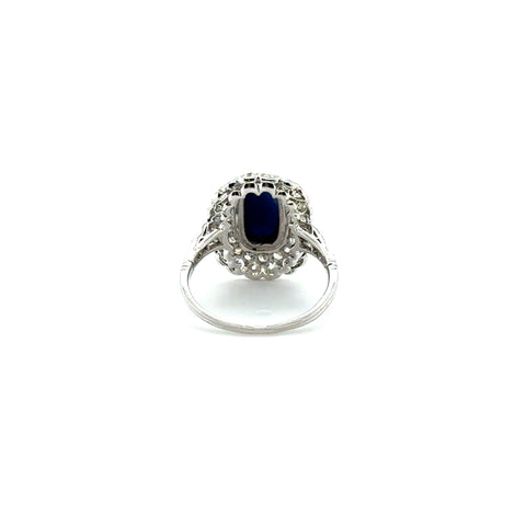 Bague Pompadour - Or Blanc - Saphir et Diamants