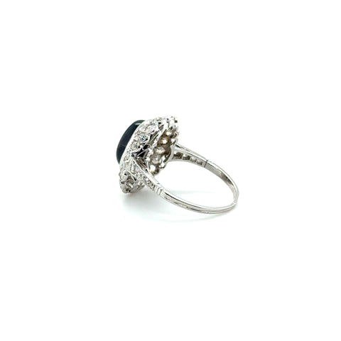 Bague Pompadour - Or Blanc - Saphir et Diamants
