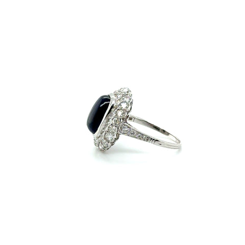 Bague Pompadour - Or Blanc - Saphir et Diamants