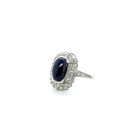 Bague Pompadour - Or Blanc - Saphir et Diamants