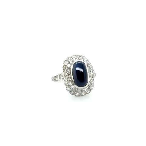 Bague Pompadour - Or Blanc - Saphir et Diamants