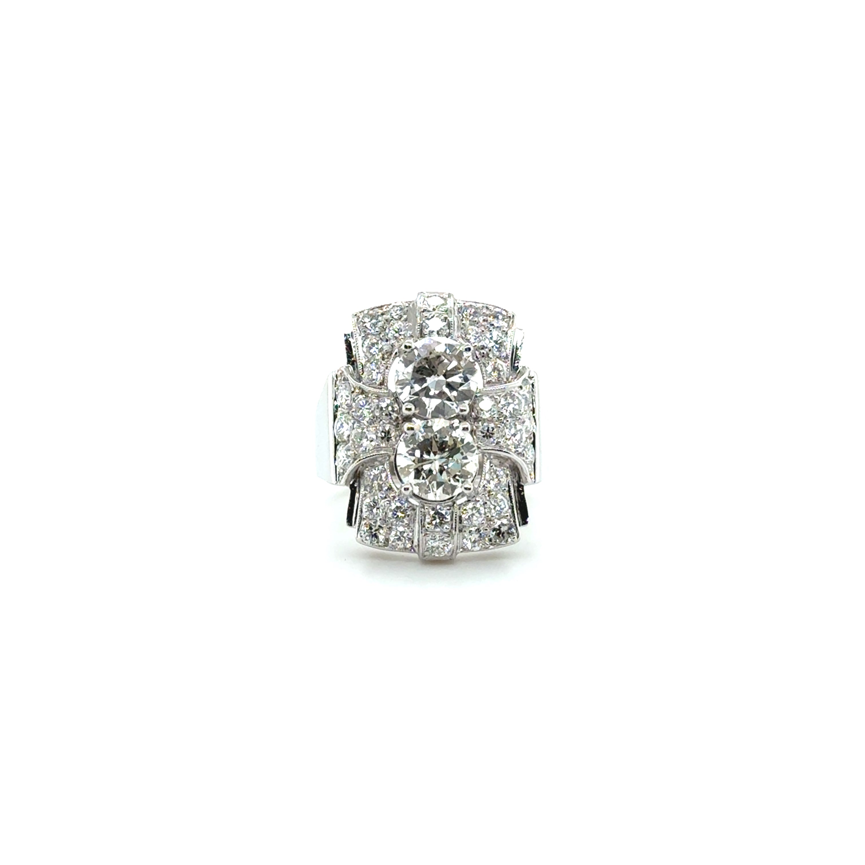Art déco - Bague Platine - Diamants 3,72 carats