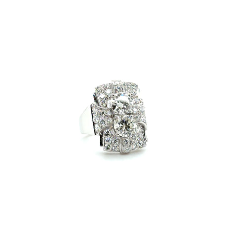 Art déco - Bague Platine - Diamants 3,72 carats