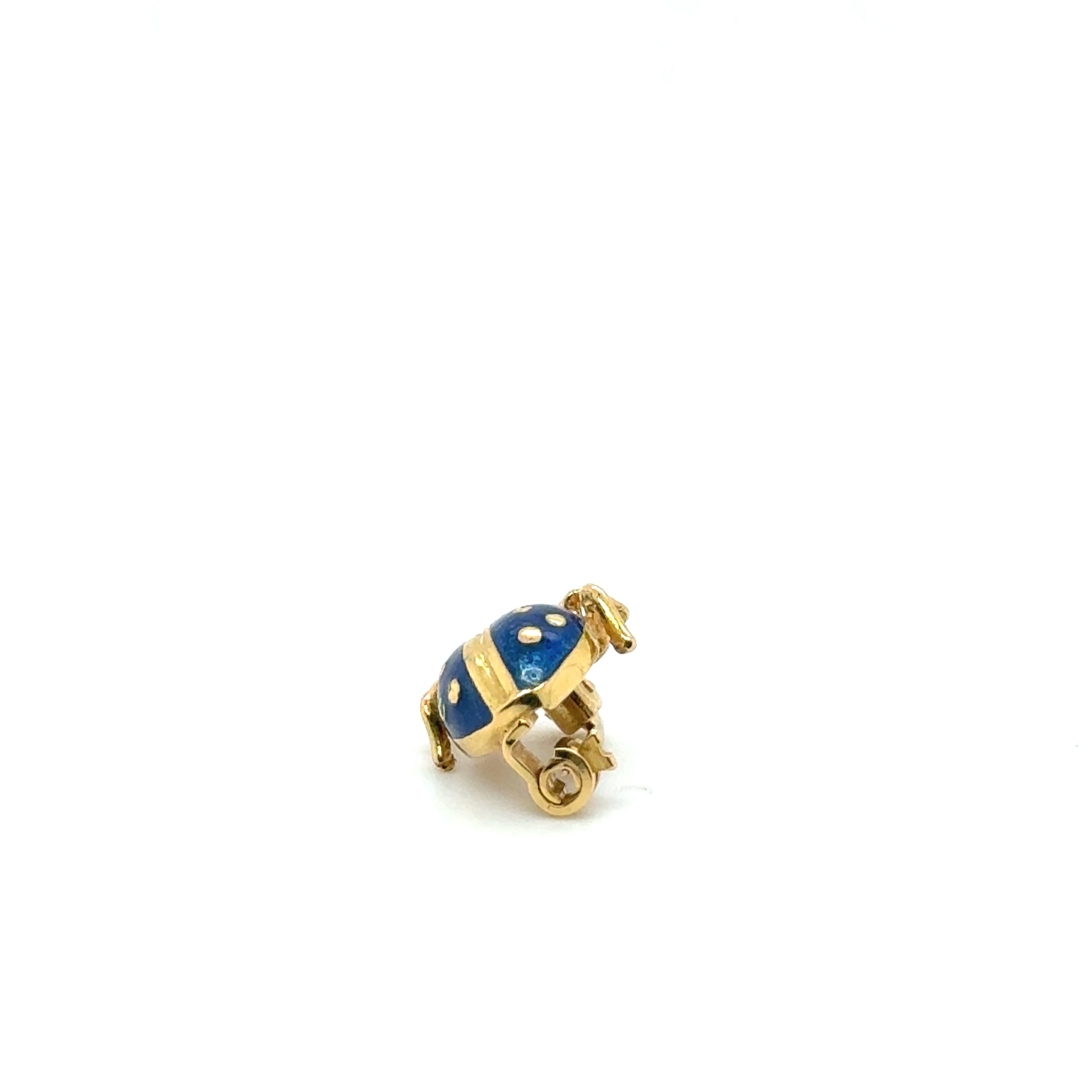 Broche Coccinelle - Or jaune et Émaille bleu