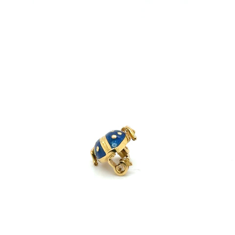 Broche Coccinelle - Or jaune et Émaille bleu