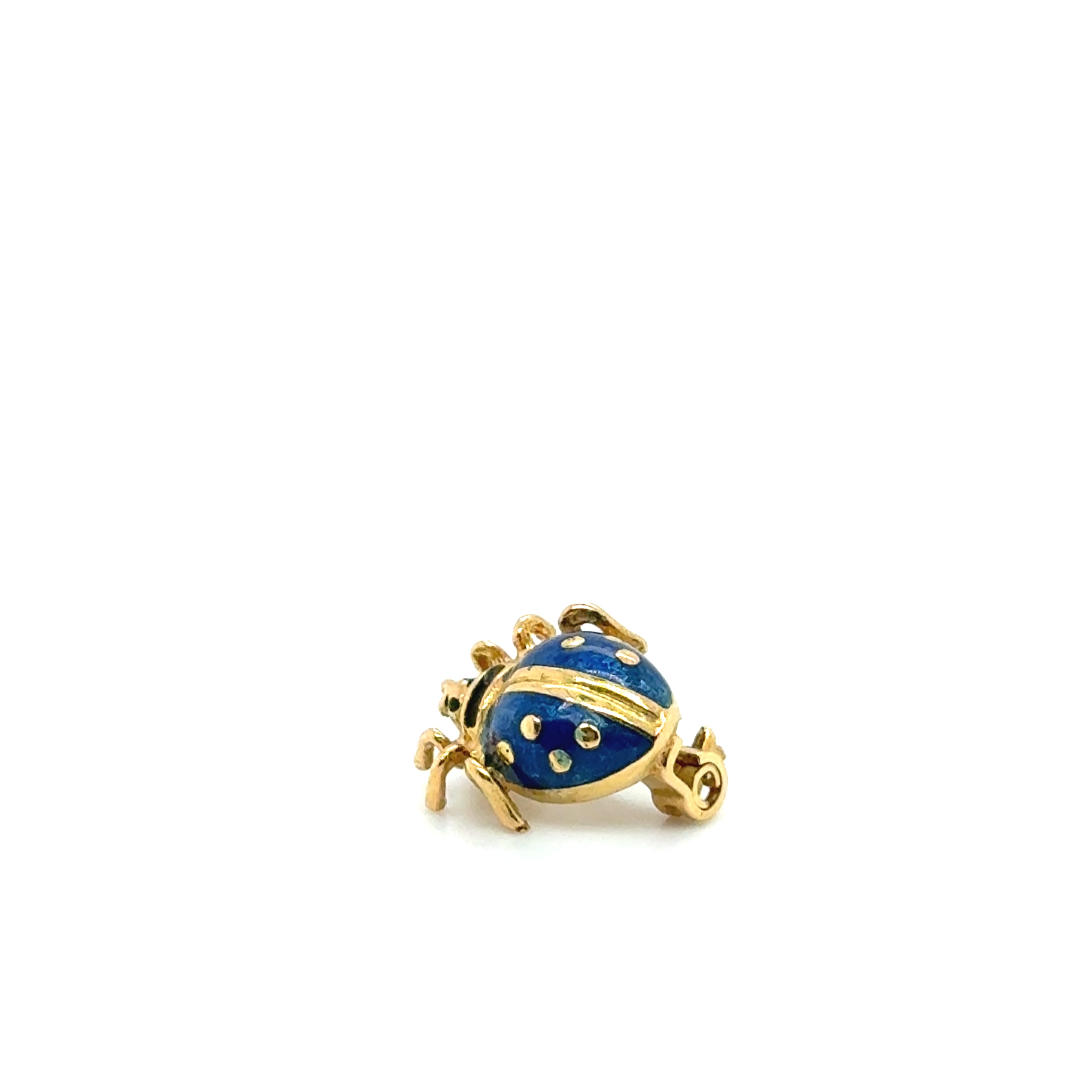 Broche Coccinelle - Or jaune et Émaille bleu