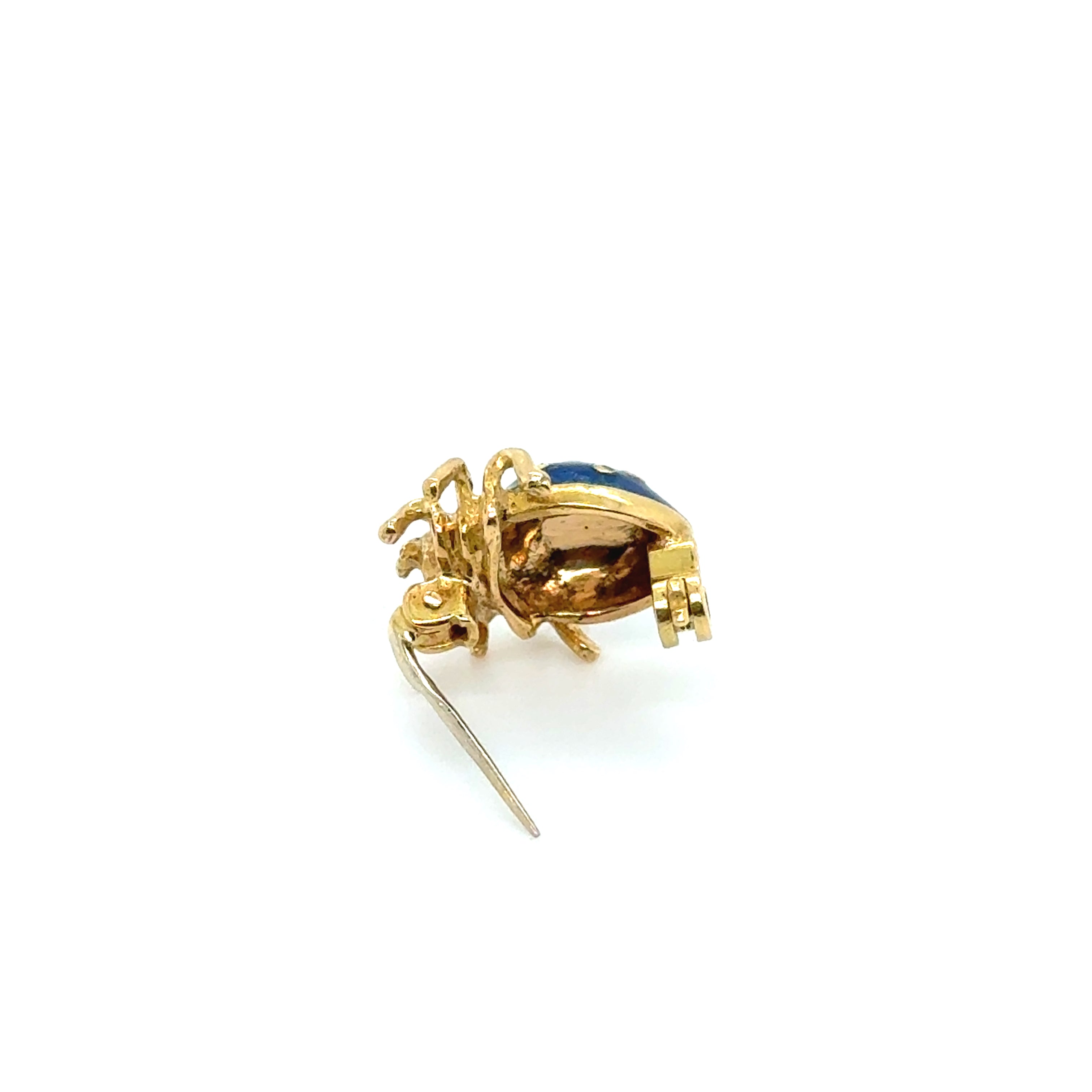 Broche Coccinelle - Or jaune et Émaille bleu