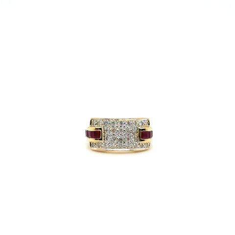 Bague Or jaune - Diamants et Rubis princesse
