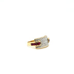 Bague Or jaune - Diamants et Rubis princesse