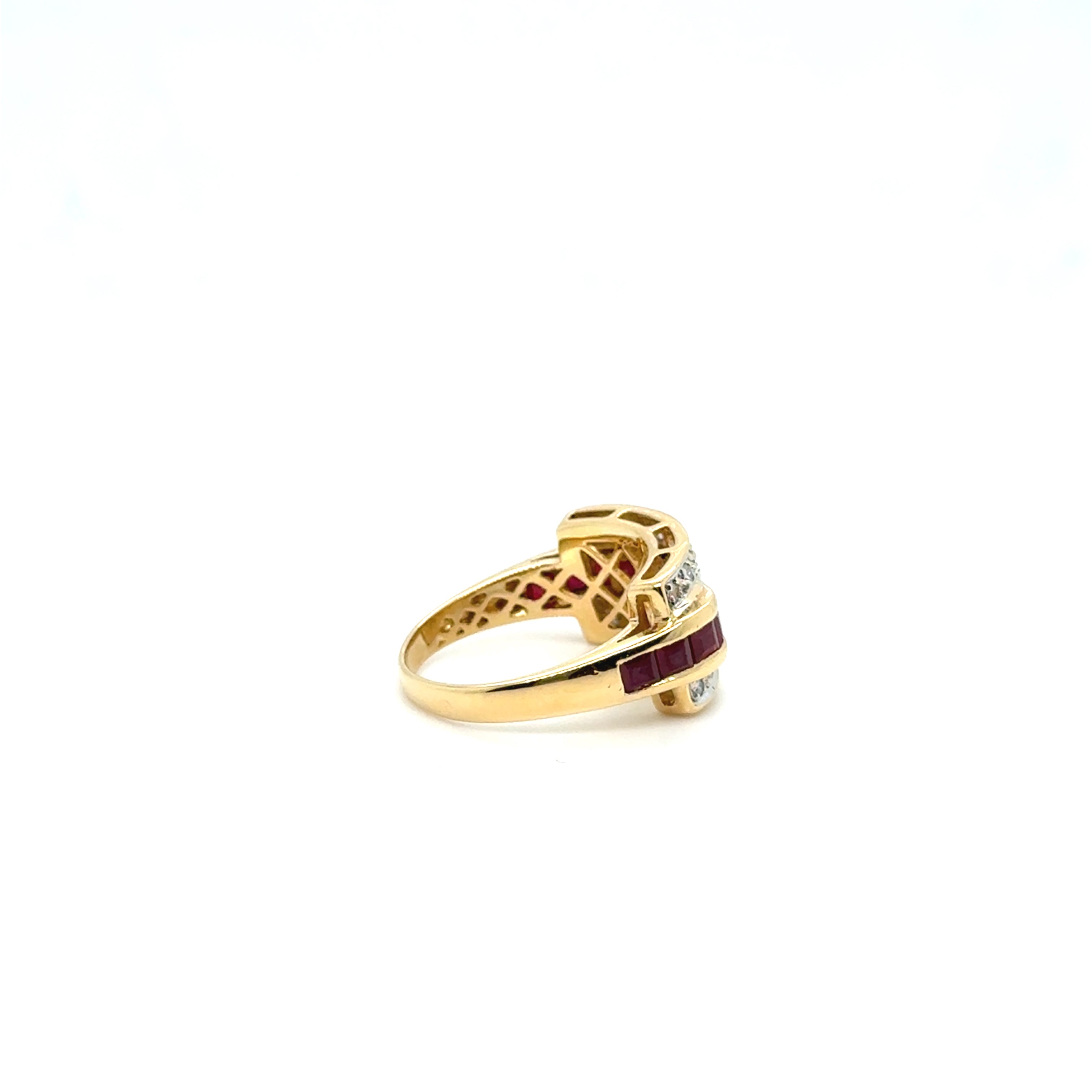 Bague Or jaune - Diamants et Rubis princesse