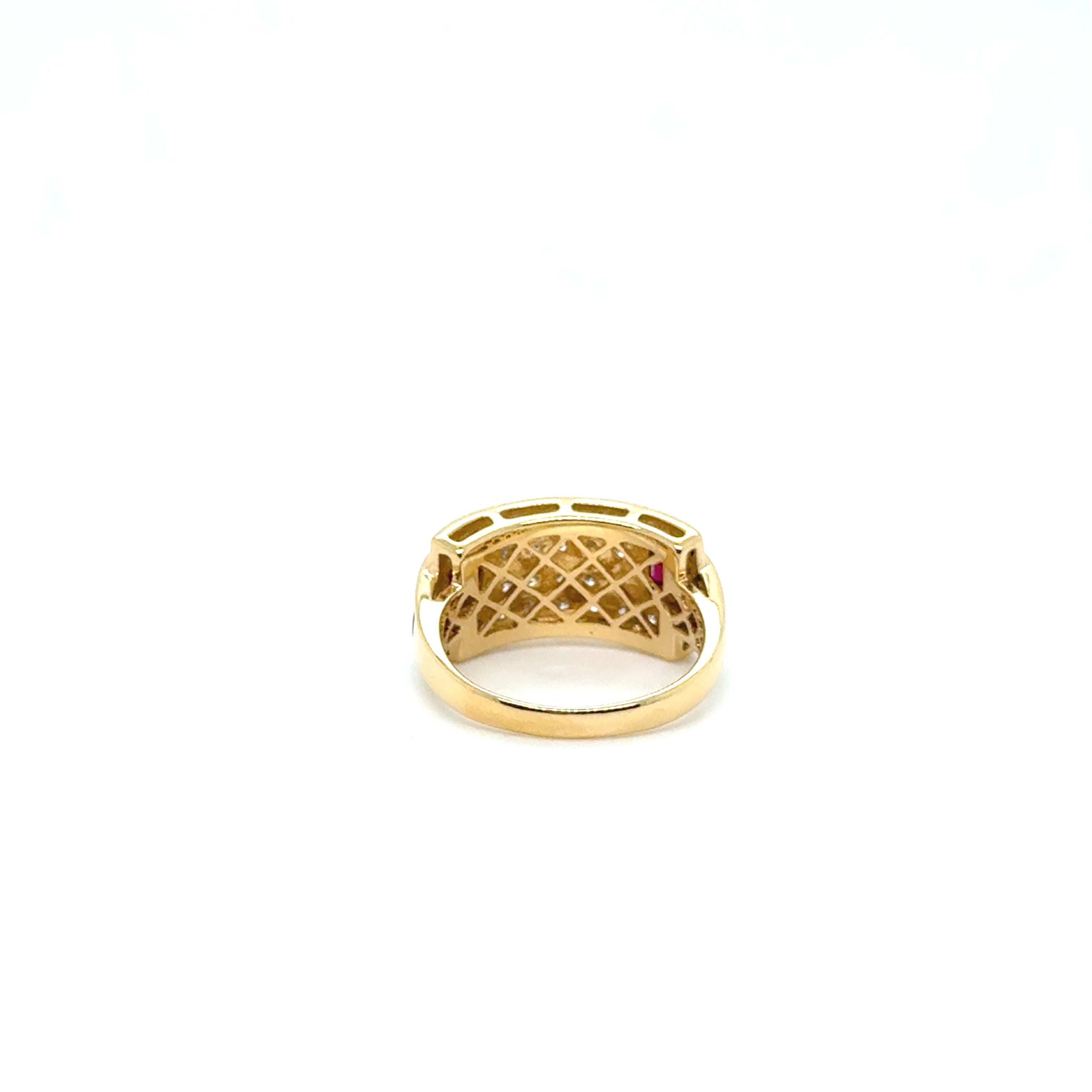 Bague Or jaune - Diamants et Rubis princesse