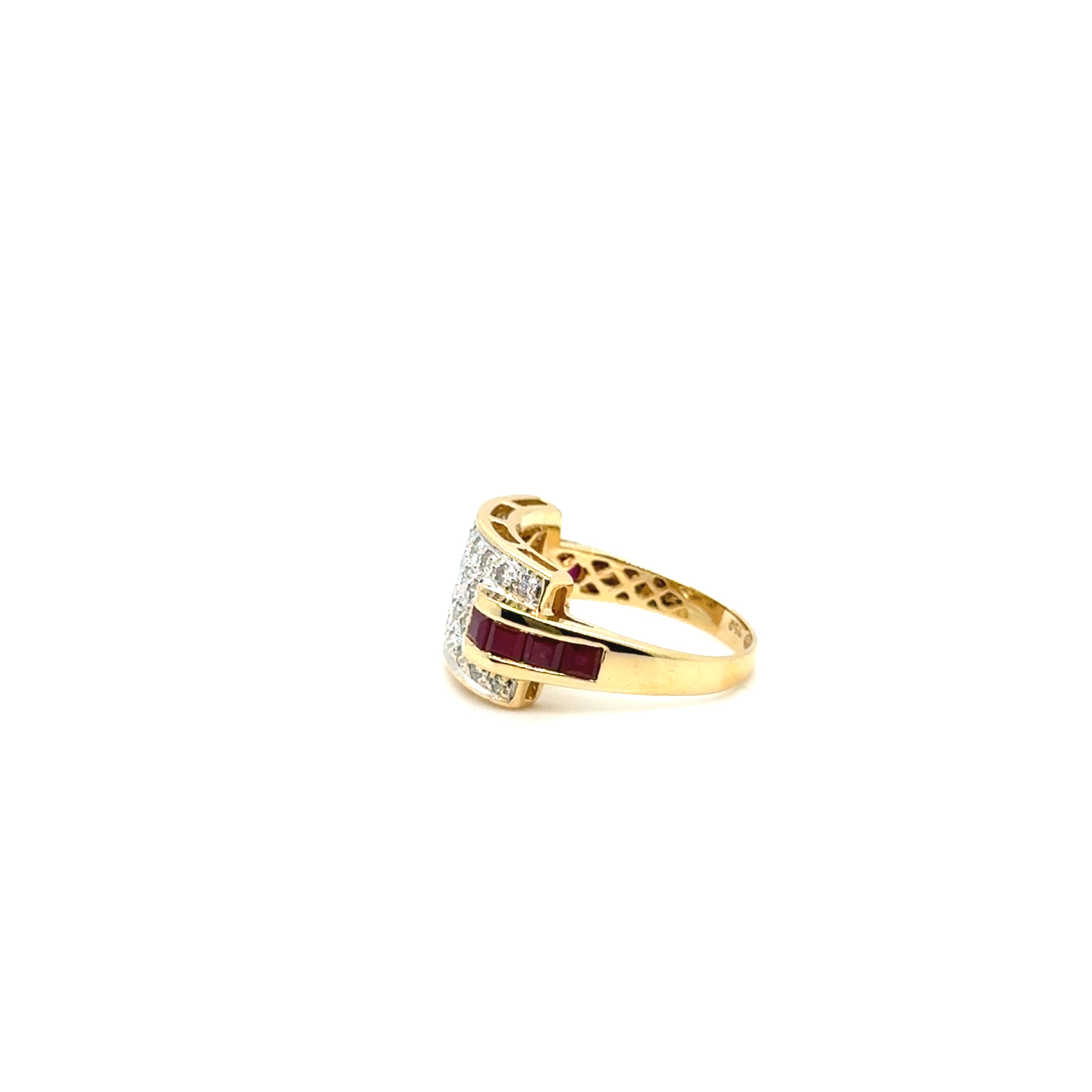 Bague Or jaune - Diamants et Rubis princesse