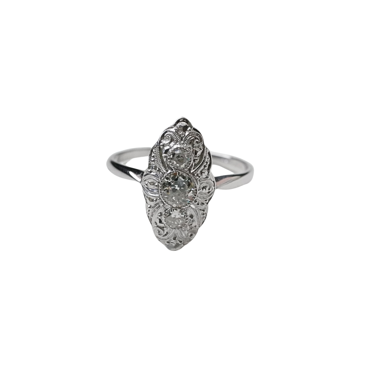 Art Déco - Bague Marquise - Or Blanc