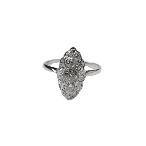 Art Déco - Bague Marquise - Or Blanc